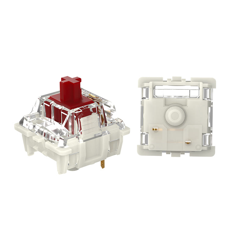 Mechanical Keyboard Switch – Transparent Housing, Red Stem – Smooth Linear Feel – MX Compatible – Custom Gaming & DIY Keyboards