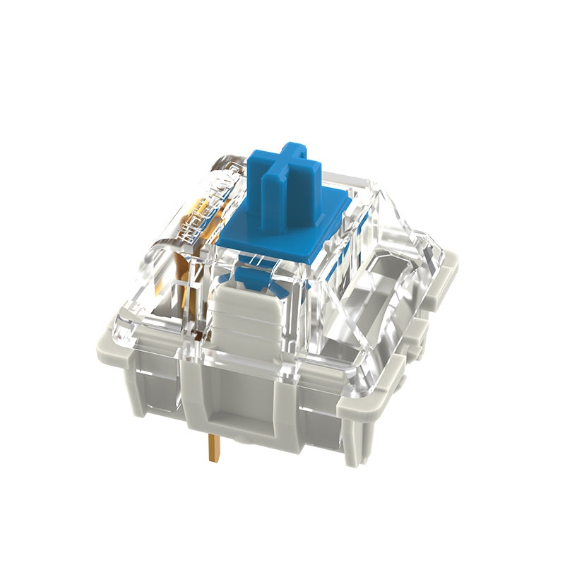 Mechanical Keyboard Switch – Transparent Housing, Blue Stem – Smooth Linear Feel – MX Compatible – Custom Gaming & DIY Keyboards