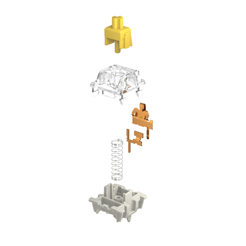 Mechanical Keyboard Switch – Transparent Housing, Yellow Stem – Smooth Linear Feel – MX Compatible – Custom Gaming & DIY Keyboards