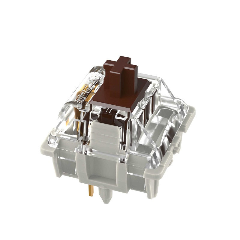 Mechanical Keyboard Switch – Transparent Housing, Brown Stem – Smooth Linear Feel – MX Compatible – Custom Gaming & DIY Keyboards