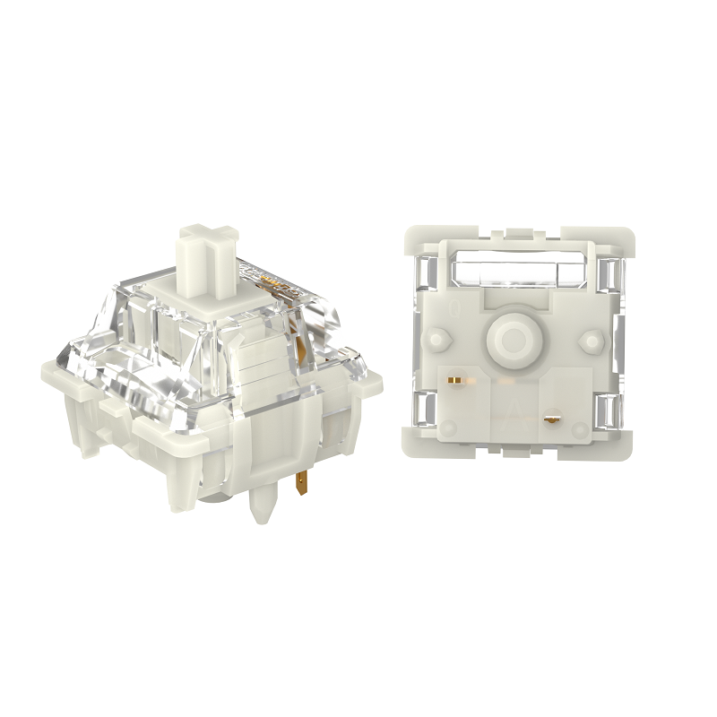 Mechanical Keyboard Switch – Transparent Housing, White Stem – Smooth Linear Feel – MX Compatible – Custom Gaming & DIY Keyboards