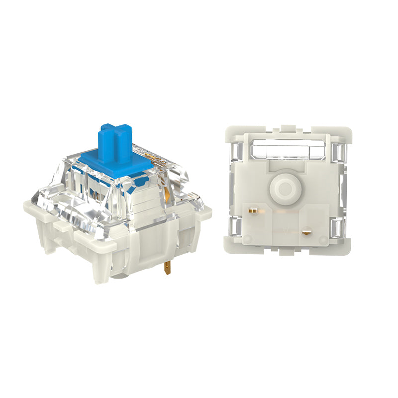Mechanical Keyboard Switch – Transparent Housing, Blue Stem – Smooth Linear Feel – MX Compatible – Custom Gaming & DIY Keyboards