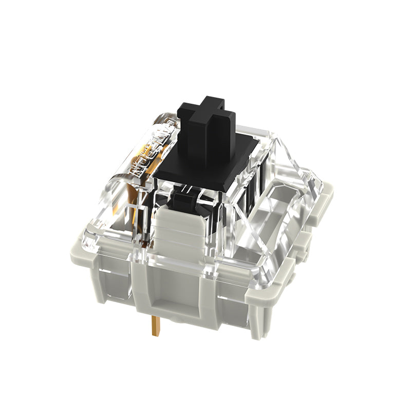 Mechanical Keyboard Switch – Transparent Housing, Black Stem – Smooth Linear Feel – MX Compatible – Custom Gaming & DIY Keyboards