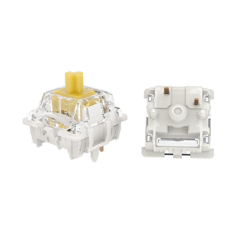 Mechanical Keyboard Switch – Transparent Housing, Yellow Stem – Smooth Linear Feel – MX Compatible – Custom Gaming & DIY Keyboards