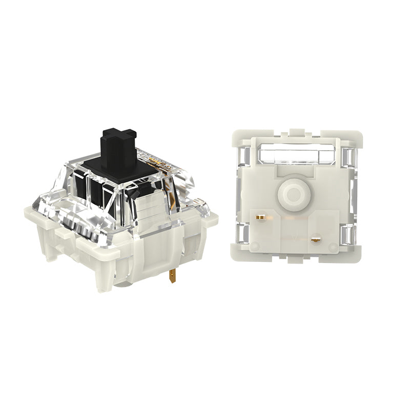 Mechanical Keyboard Switch – Transparent Housing, Black Stem – Smooth Linear Feel – MX Compatible – Custom Gaming & DIY Keyboards